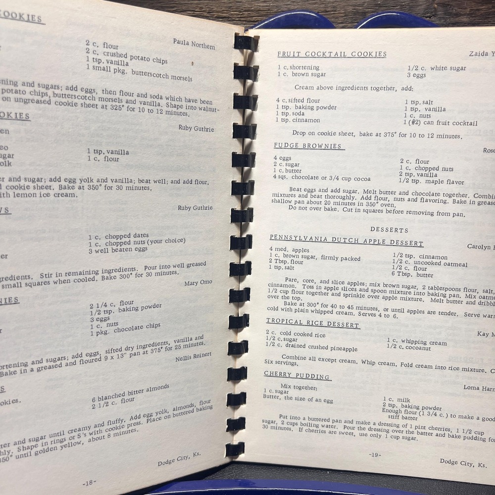 Sweet Adeline's Treasure Recipes Cookbook, Dodge City Kansas Vtg Spiral Cookbook - Picture 7 of 7